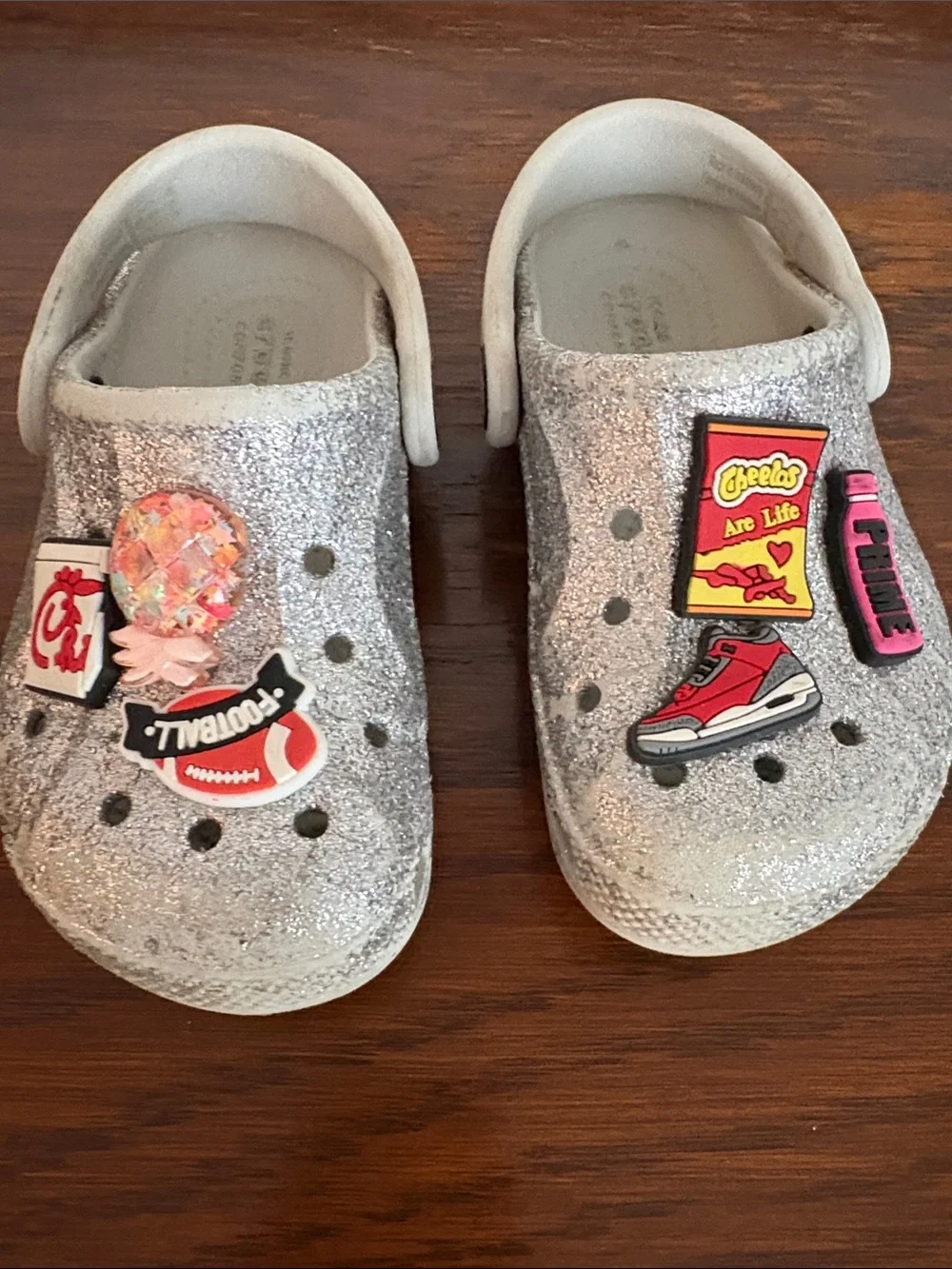 CROCS Classic Clog with Glitter and Jibbitz Charms Size 8